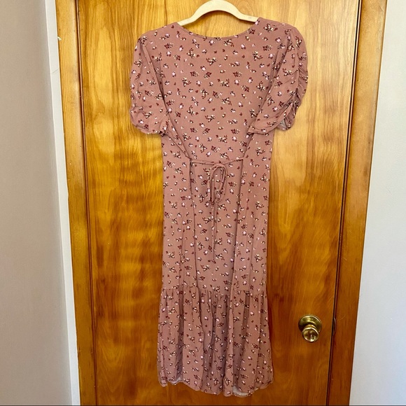 Pink Floral Dress with Tie - Picture 3 of 4